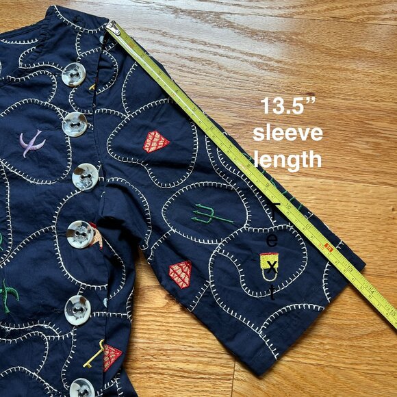 Marc Jacobs Navy Love Embroidered Blouse Size 4 - Picture 7 of 8